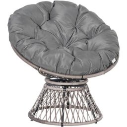 Outsunny - Fauteuil rond de jardin fauteuil papasan pivotant grand confort ø 97 x 86H cm grand