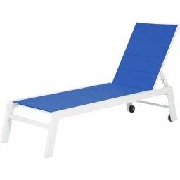 Bain de soleil barbados en textilène bleu - aluminium blanc - Bleu