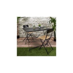 Home Déco Factory - Table à manger d'extérieur pliante rectangle en inox - Noir - l 110 x h 71 x l