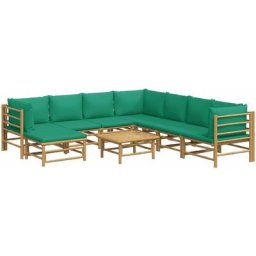 Salon de jardin 9 pcs avec coussins vert bambou Vidaxl n/a