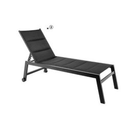Lot de 2 Transats, Bain de Soleil Gris Anthracite Pampa Texaline Avec Mousse 2x1 Et Aluminium