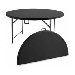 Table pliante ronde 8 personnes noire Rekkem Noir