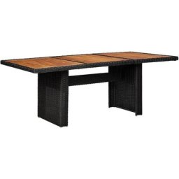 Table à manger de jardin Noir 200x100x74 cm Résine tressée Vidaxl Noir et marron