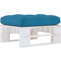 Pouf palette de jardin Bois de pin imprégné de blanc Vidaxl Bleu