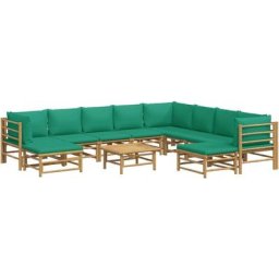 Salon de jardin 11 pcs avec coussins vert bambou Vidaxl n/a