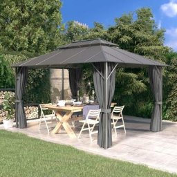 Tonnelle de Jardin Tente de réception - Rapide à Installer avec parois latérales et toit double 3x4