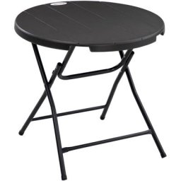 Table de jardin pliable 4 personnes table ronde pliante Ø 80 cm acier époxy plateau HDPE aspect
