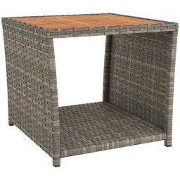 Vidaxl - Table à thé et dessus en bois Gris Résine tressée Acacia massif Gris