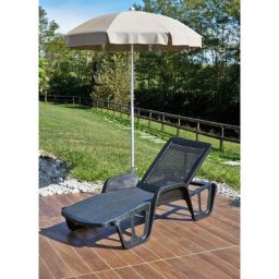 Bains de soleil Milano, Chaise longue de jardin réglable avec accoudoirs, Chaise longue