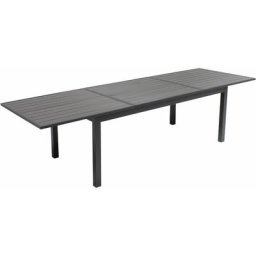 Table de jardin extensible en aluminium et bois composite - Marron