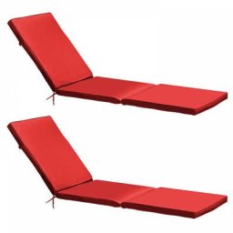 Lot de 2 coussins bain de soleil polyester rouge 186x53x5 cm - Rouge