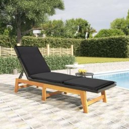 Joli® Mode Bain de soleil patio extérieur - Chaise longue avec coussin Résine tressée/bois massif