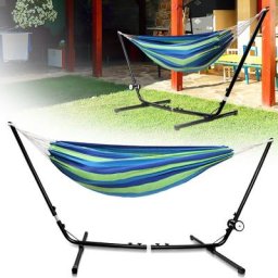 Hamac avec cadre hamac à tige ultra-léger jusqu'à 200 kg chaise suspendue d'extérieur - bleu vert