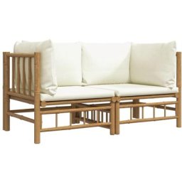 Canapés d'angle de jardin avec coussins blanc crème 2pcs bambou Vidaxl n/a