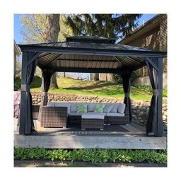 Purple Leaf - Tonnelle de Jardin 3 x 4.25 m Tonnelle Aluminum avec Moustiquaire et Rideaux Pavillon