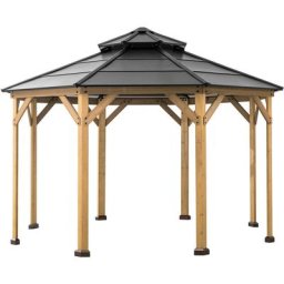 Gazebo en cèdre eggi en noir - 395 cm x 395 cm, noir