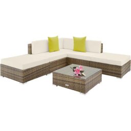 Tectake - Canapé de jardin paris modulable 5 places - table de jardin, mobilier de jardin, fauteuil