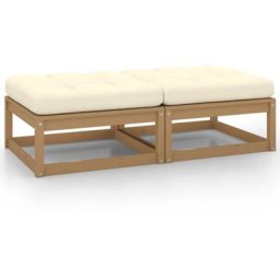 Repose-pieds de jardin et coussins 2pcs Marron miel Bois de pin Vidaxl marron miel