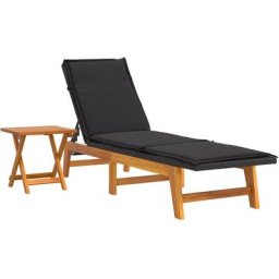 Chaise longue avec table Résine tressée et bois massif d'acacia Vidaxl n/a