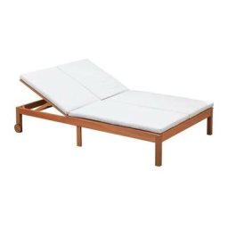 Bain de soleil en bois d'eucalyptus FSC avec coussins - 2 personnes - Gris clair