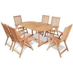 Ensemble Table et Chaise de Jardin 7 pcs - Meuble à dîner de jardin et chaises pliables Teck solide