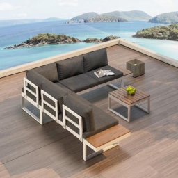Gartenlounge-Set,Mobilier de jardin, Groupe de salon, chaise longue, banc en l, avec petite table,