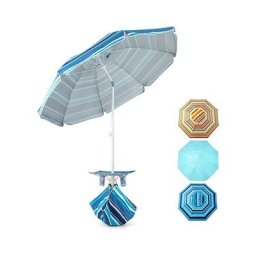 Parasol de Plage Hawaï Tropicale avec Table Pliante&Sac de Sable, Parasol Portable Design