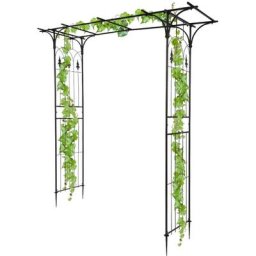 Arche de jardin Cadre d'escalade pour plantes en fer forgé à toit plat arche a rosiers, jardiniere