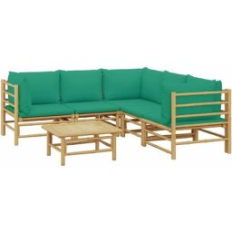 Salon de jardin 6 pcs avec coussins vert bambou Vidaxl n/a
