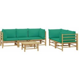 Salon de jardin 6 pcs avec coussins vert bambou Vidaxl n/a