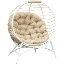 Outsunny - Fauteuil cocon oeuf sur pied design pliable coussin beige grand confort inclus acier