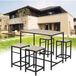 Ensemble de meubles de balcon,Table de jardin carrée Camping,Set de 1 Table + 4 Tabourets,Table