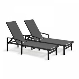 Lot de 2 bains de soleil en aluminium gris - Gris