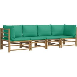 Salon de jardin 4 pcs avec coussins vert bambou Vidaxl n/a