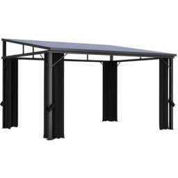 Tonnelle de Jardin Tente de réception - Rapide à Installer avec rideau 405x294x244 cm Anthracite
