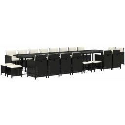 Ensemble à dîner de jardin coussins 21 pcs Noir Résine tressée Vidaxl Noir et blanc crème