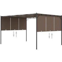 Vidaxl - Belvédère de jardin avec rideau latéral 4x3x2,25 m Taupe n/a