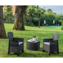 Dmora - Set salon d'extérieur Napoli, Salon de jardin composé de 2 fauteuils et 1 table conteneur,