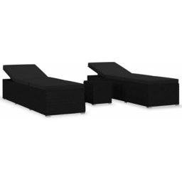 Chaises longues de jardin table à thé 3 pcs Résine tressée Noir Vidaxl Noir