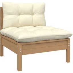 Canapé central de jardin avec coussins Marron miel Bois de pin vidaXL - marron miel