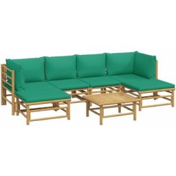Salon de jardin 7 pcs avec coussins vert bambou Vidaxl n/a
