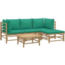 Salon de jardin 5 pcs avec coussins vert bambou Vidaxl n/a