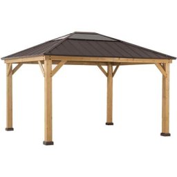 Tonnelle en cèdre bruri en marron - 393cm x 335cm
