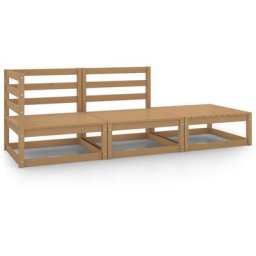 Salon de jardin 3 pcs Marron miel Bois de pin massif Vidaxl marron miel