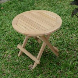 Table basse pliante ronde en teck Ecograde Kuta ø 50 cm - Naturel
