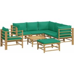 Salon de jardin 8 pcs avec coussins vert bambou Vidaxl n/a