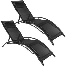 Lot de 2 transats avec coussin de tête - lot de 2 chaises longues, bains de soleil, transats jardin