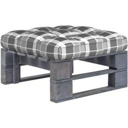 Pouf palette de jardin Bois de pin imprégné de gris Vidaxl Motif carreaux gris