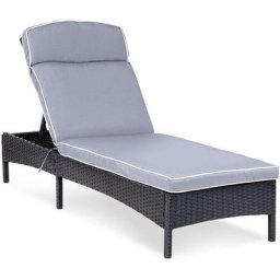 Chaise Longue De Jardin En Rotin Transat Bain Soleil Plage Piscine Gris Pâle - Gris pâle