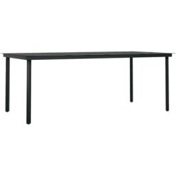 Table à manger de jardin Noir 200x100x74 cm Acier et verre Vidaxl n/a